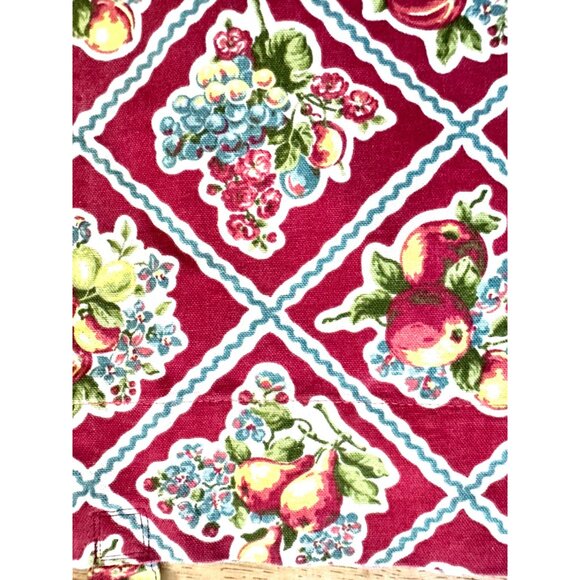 Side Eye Bird Handmade Tote Bag Fruit Print Floral Muted Red Canvas Market - Picture 5 of 9